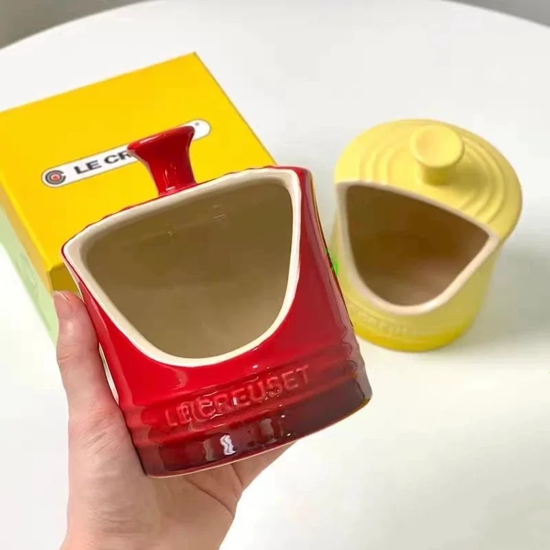 ルクルーゼ-クールカラー-オープンセラミック-ソルトシェイカー-ハニー-ガーリック-調味料入れ-高い美的価値-キッチン収納容器