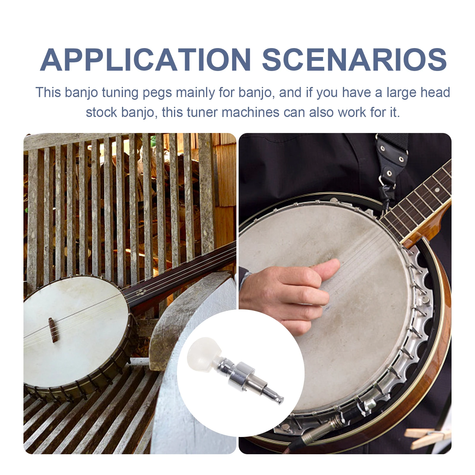 

1 pc Alloy Banjo Tuning Button Sturdy Durable String Adjuster Locking Tuner Key Peg Smooth Surface White Simple Accessory For