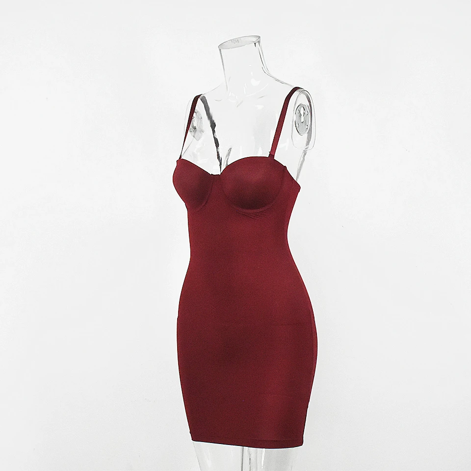 Kurze Bodycon Kleid Backless Dünne Riemen Feste Casual Sexy Ärmellose Sommer Hohe Taille Club Dünne Mini Kleider Damen Grundlegende – Detail 6