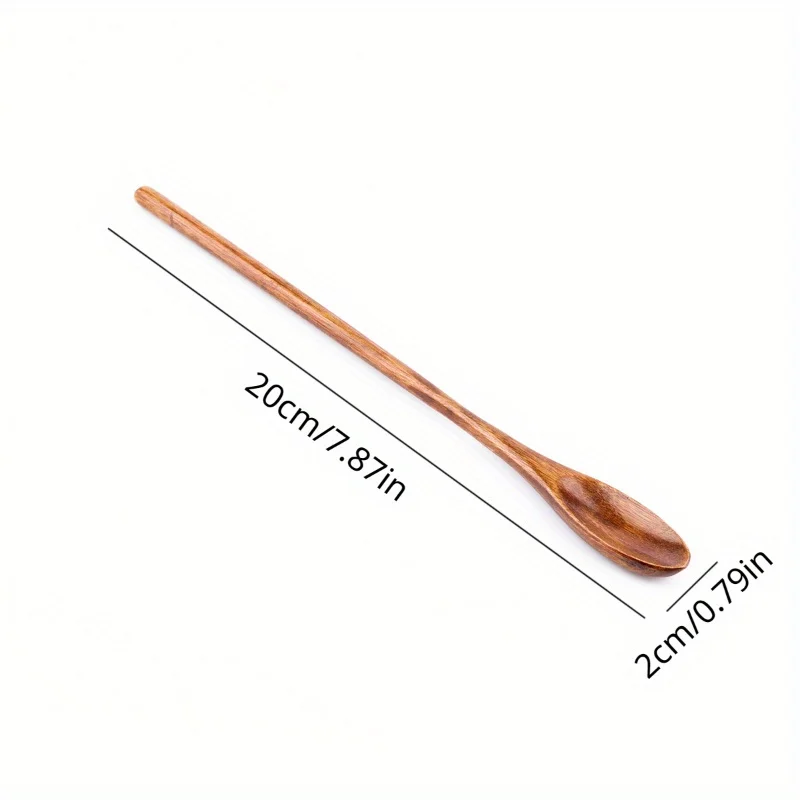 1pc Exquisite Handmade Wooden Stirring Spoon Western Style Long Bing Spoon with Honey Coffee Stirring Spoon