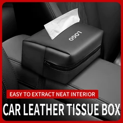 Car Tissue Box Holder Nappa Leather Car Center Console Armrest Napkin Box Sun Visor Backseat Tissue Case with Fix Strap