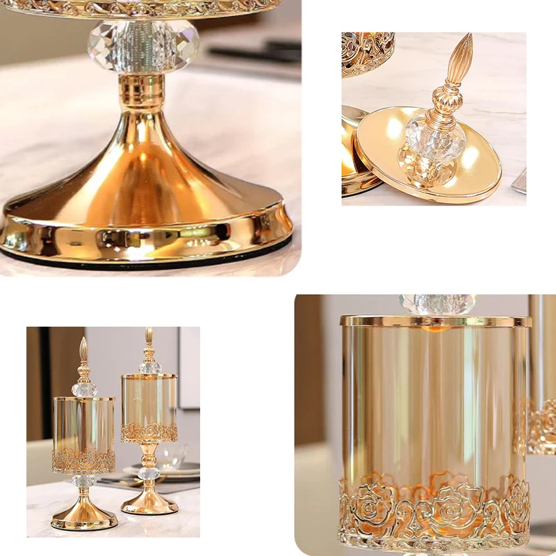 Luxury Glass Jar European Style Glass Candy Can Home Decoration Tea Table Storage Can Storage Tank With Lid