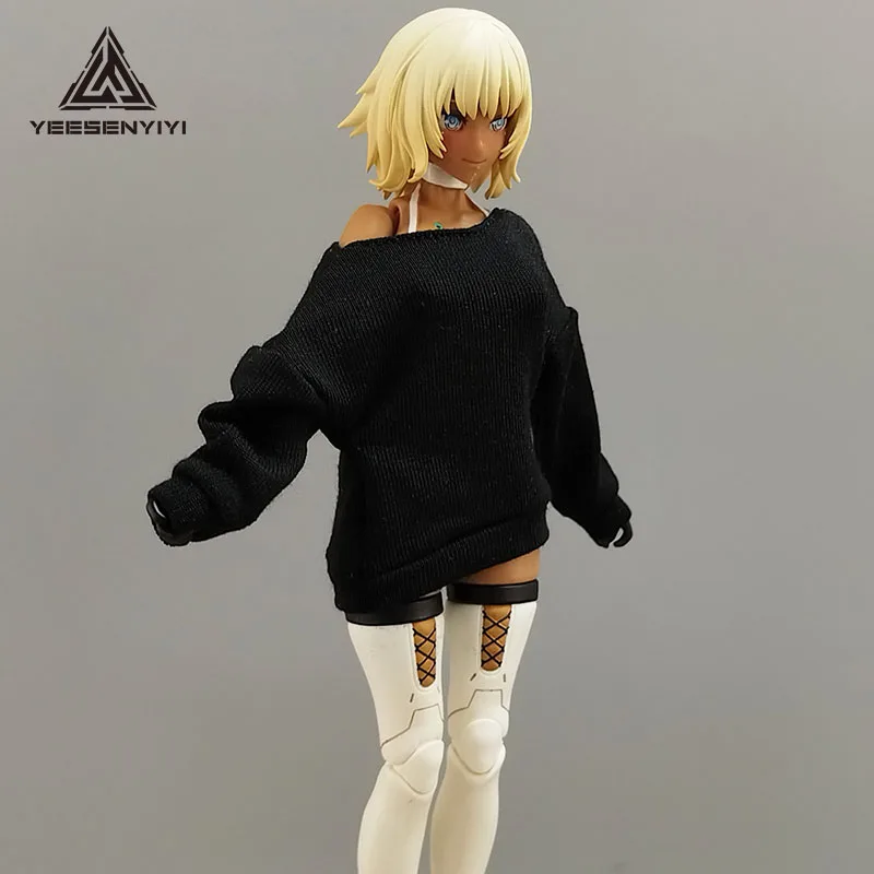 سويت شيرت نسائي كبير الحجم مكشوف الكتفين مقاس 1/12 مقاس 6 بوصات لشخصية الحركة | قمة دمية BJD مقاس 6 بوصات | الزي مجسمات 15 سم