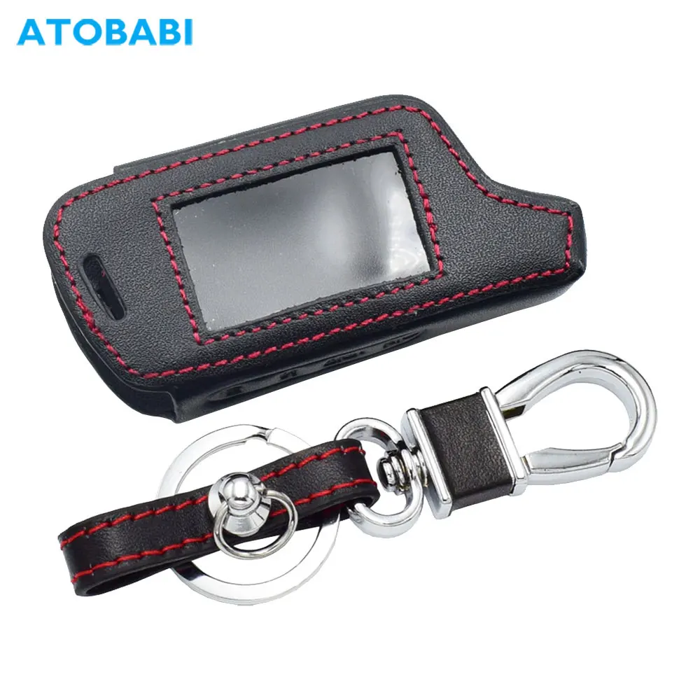 Leather Car Key Case For Tomahawk X3 X5 Two Way Car Alarm System LCD Remote Control Shell Bag Keychain Protect Cover Accessories