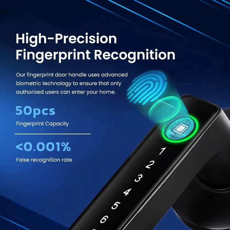 دخول بدون مفتاح قفل الباب الكهربائي مقبض ذكي مزلاج كلمة المرور بصمة مفتاح قفل رقمي منزلي