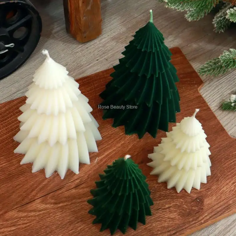 1/2 Stück Weihnachtsbaum-Kerzenform aus Silikon DIY Weihnachtskerzen-Herstellungsset Handgemachte Seife Gips Harz Backzubehör Feiertagsgeschenk – Detail 3