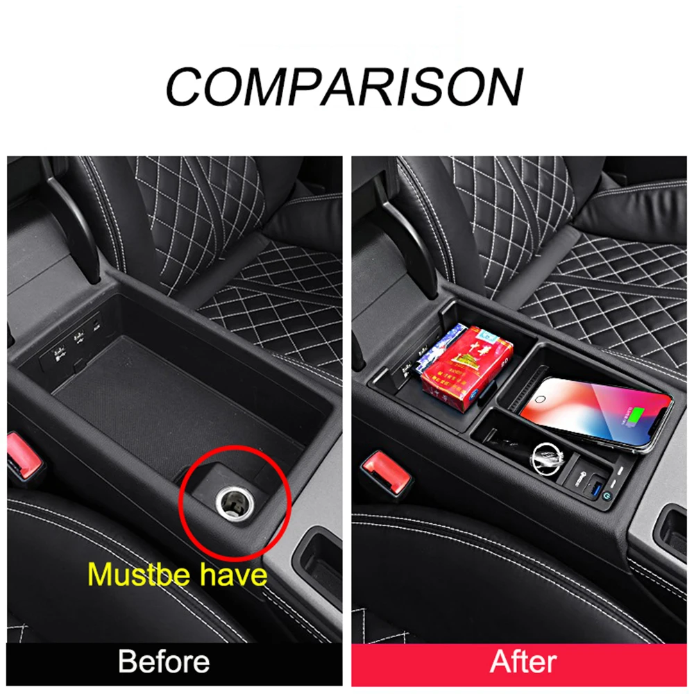 Car Wireless Charging Pad for Audi A4 B9 8W S4 2016~2022 2017 2018 2019 2020 2021 Armrest Storage Box Phone Fast Charger Plate