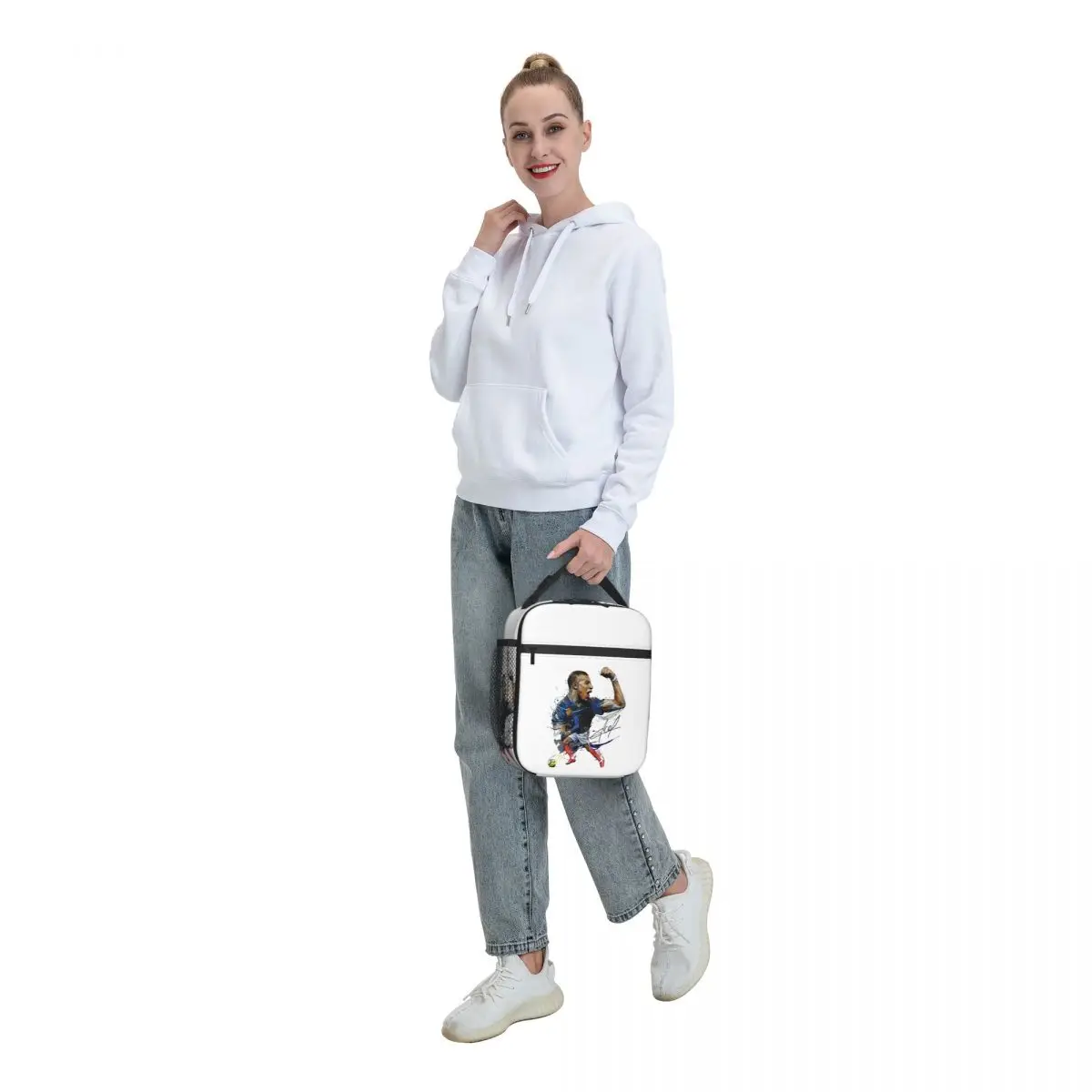 Mbappes French Soccer Insulated Lunch Tote Bag  Women KM Football Resuable Thermal Cooler Food Lunch Box Outdoor Camping Travel