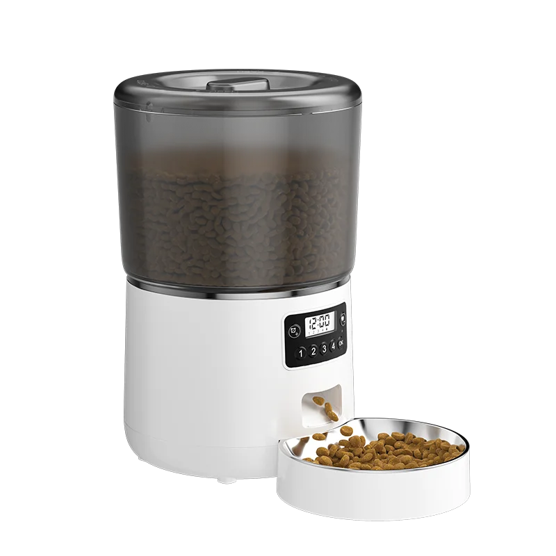 4 وعاء واحد لتغذية الطعام الذكية واي فاي وحدة تغذية القطط للتغذية عن بعد مع التحكم في التطبيق مغذيات القطط الأوتوماتيكية الذكية