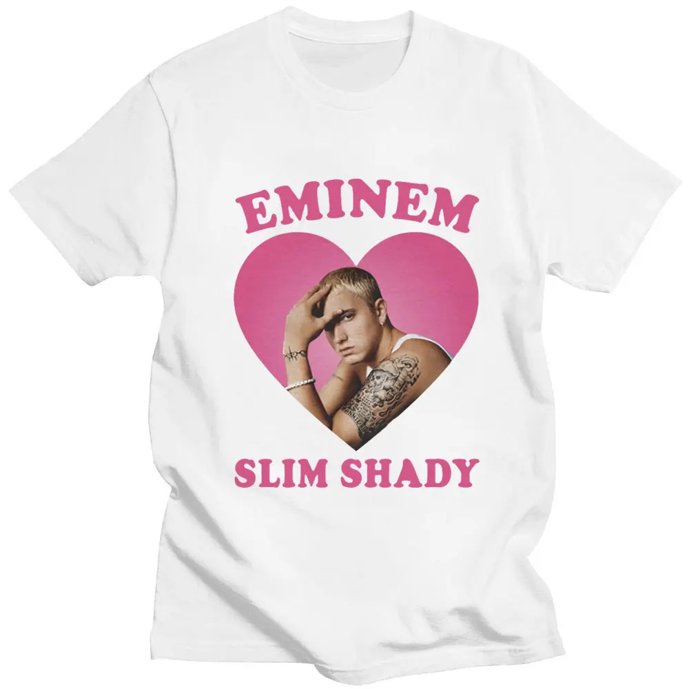 Eminem Slim Shady Fashion Print T Shirt Men Women Aesthetic T-shirt Oversized Casual Hip Hop Cotton Casual T-shirts Streetwear