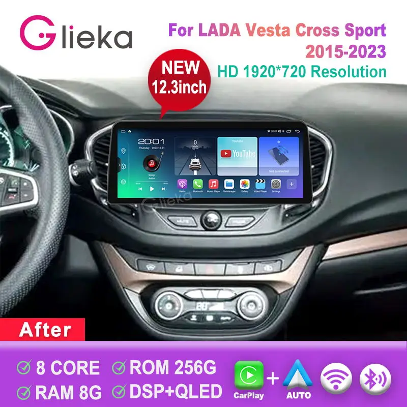 

12.3 inch Carplay Screen Android For LADA Vesta Cross Sport 2015-2023 Car Radio Stereo Multimedia Player GPS Navigation Unit