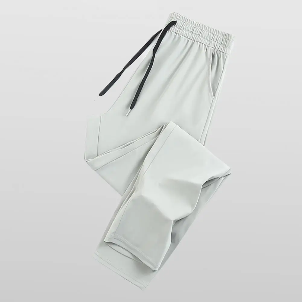 

Мужские брюки-джоггеры, быстросохнущие однотонные летние тонкие спортивные штаны, повседневные брюки с завязками на талии, дышащие для фитнеса, спортивной одежды