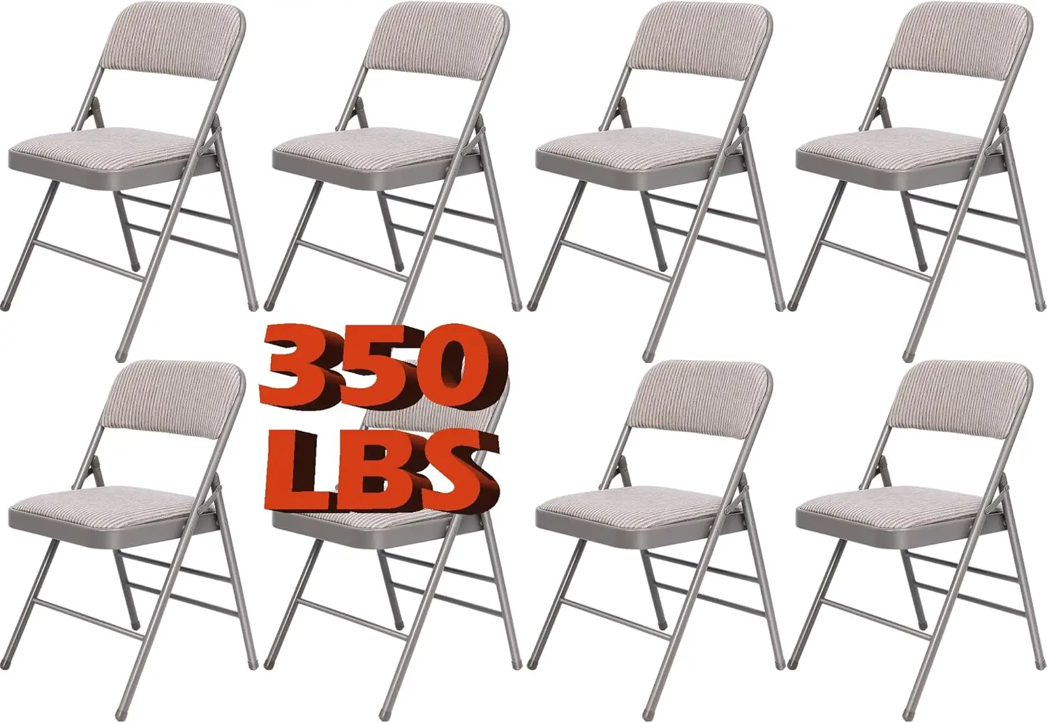 

8 Pa Grey Folding Chairs, Fabric Dining Chair Set With Padded Cushion And Back, Portable Commercial Stackable Foldable Party