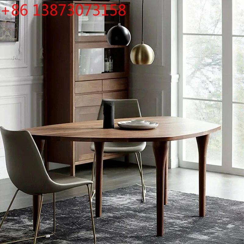 

Североамериканский обеденный стол из черного ореха, средневековый скандинавский простой обеденный стол специальной формы из цельного дерева 9344