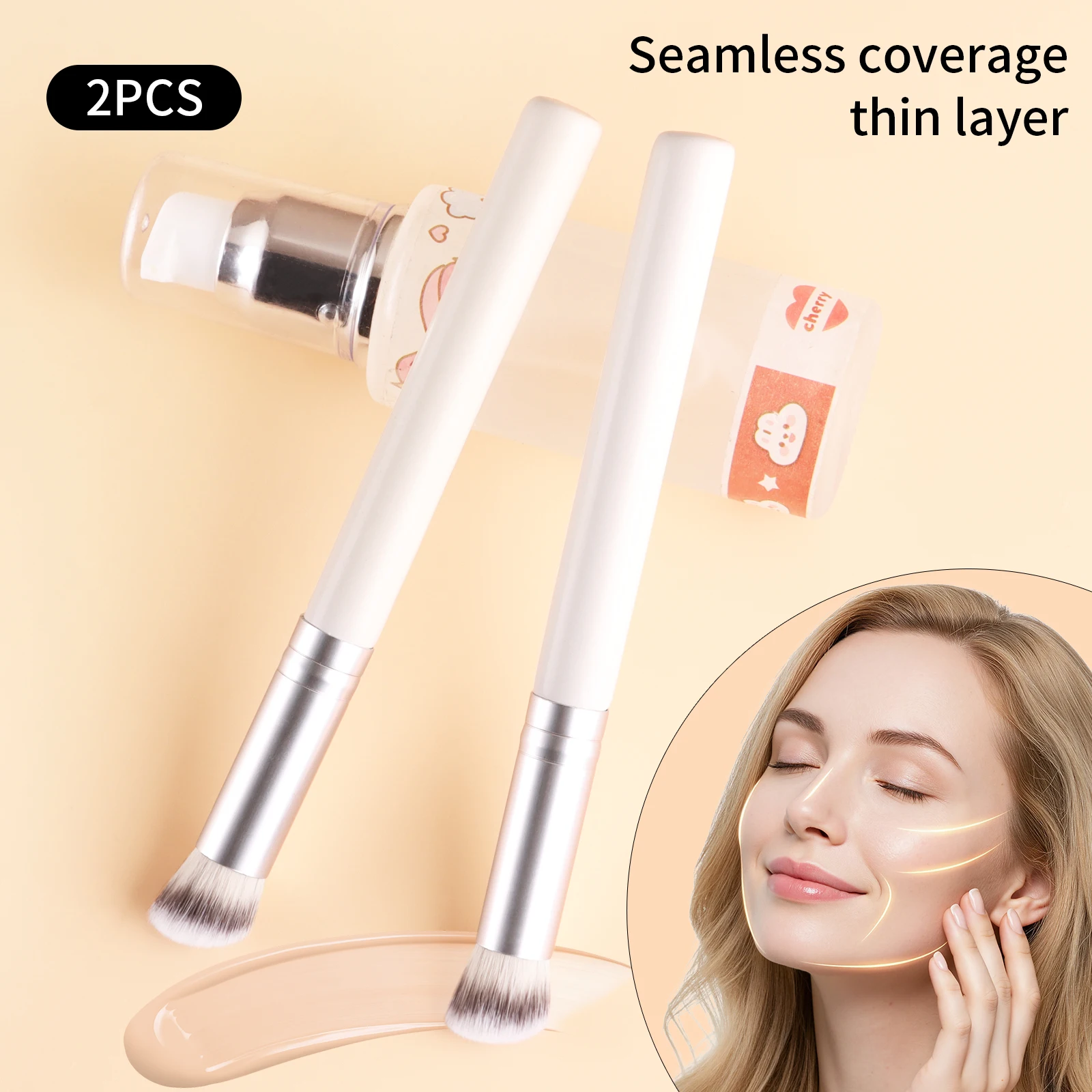  Premium Eye Concealer Brush, White Handle Precision Blending Brush for Foundation & Dark Circles