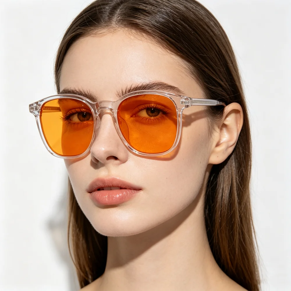 VCKA Ultra-Lightweight Blue Light Blocking Glasses 99% Orange Red Lens for Computer Use Luxury TR90 Fashion Glasses for Men And