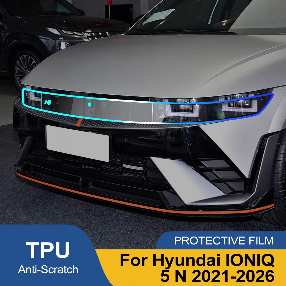 Kratzfeste TPU PPF Scheinwerferabdeckung für Hyundai IONIQ 5/5N 2021-2026 Hochglanz Rauchschwarz Vorgeschnittene Vinyl-Schutzfolie – Detail 1