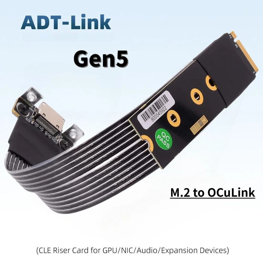 ADT-Link M.2 NVMe To OCuLink Riser Cable PCIe 5.0/4.0 X4 M2 Oculink SFF-8611/8612 Graphics Card External-Full/Half-Height Baffle