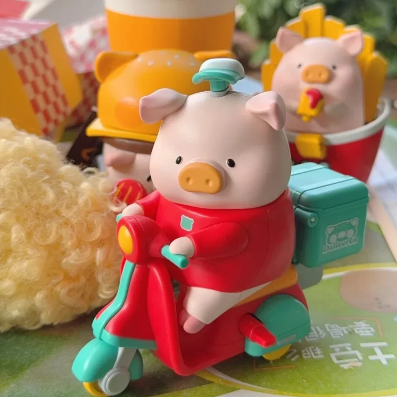 LuLu The Piggy Burger Series Blind Box Figur Anime Babi Lucu LuLu Mainan Boneka Model Dekorasi Meja Kotak Misteri Kejutan Hadiah Anak