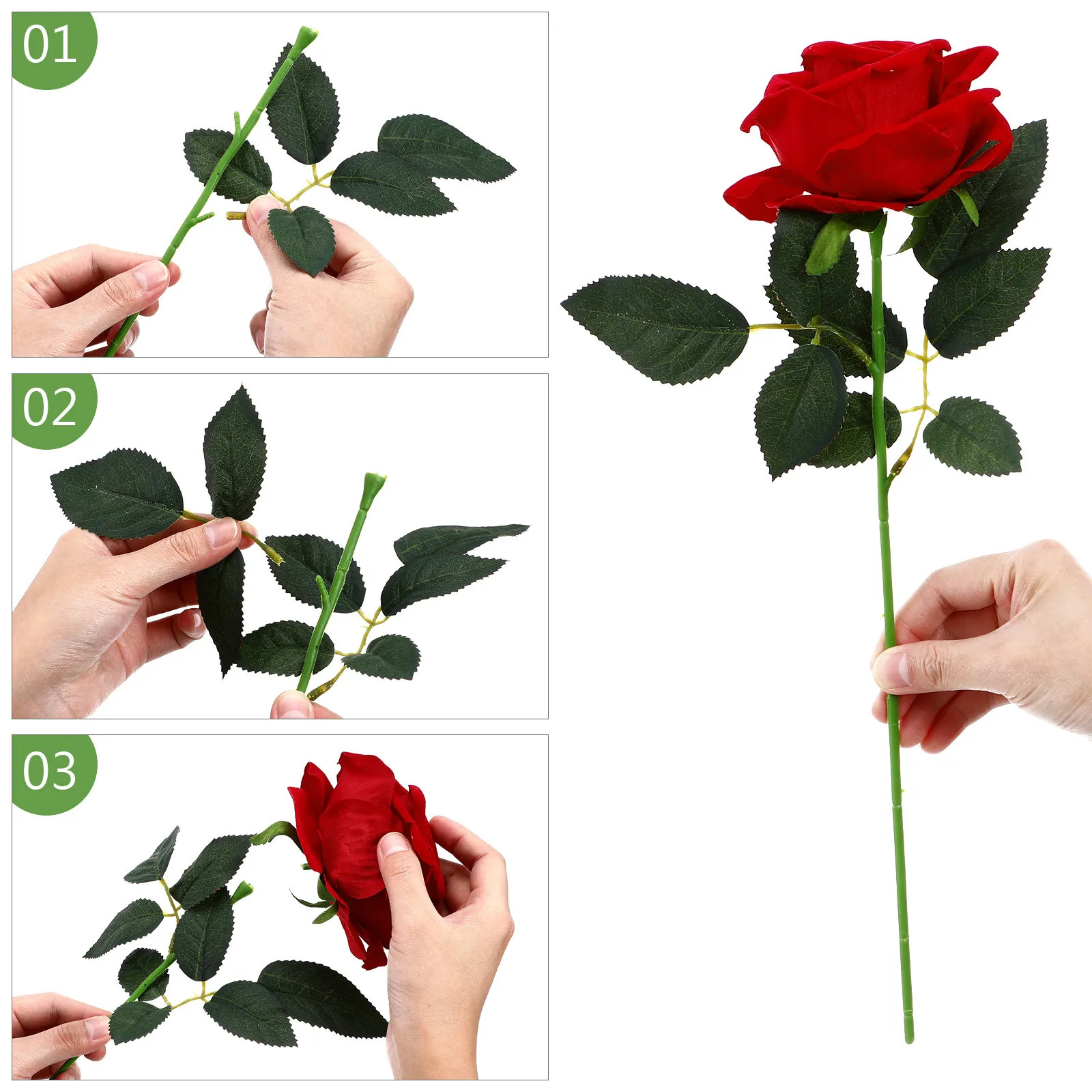 100Pcs Fake Flower Stem with Realistic Flower Head Accessory for Soap Making Craft DIY Floral Arrangement Flexible Bendable