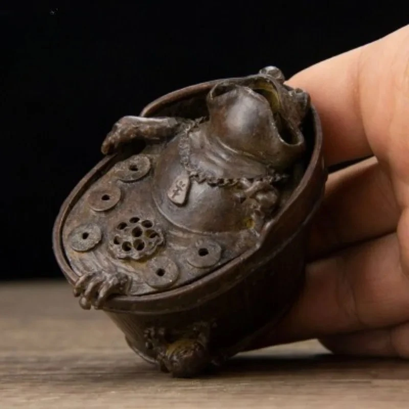 Retro Frog Incense Burner Ornament Antique Bronze Craftwork