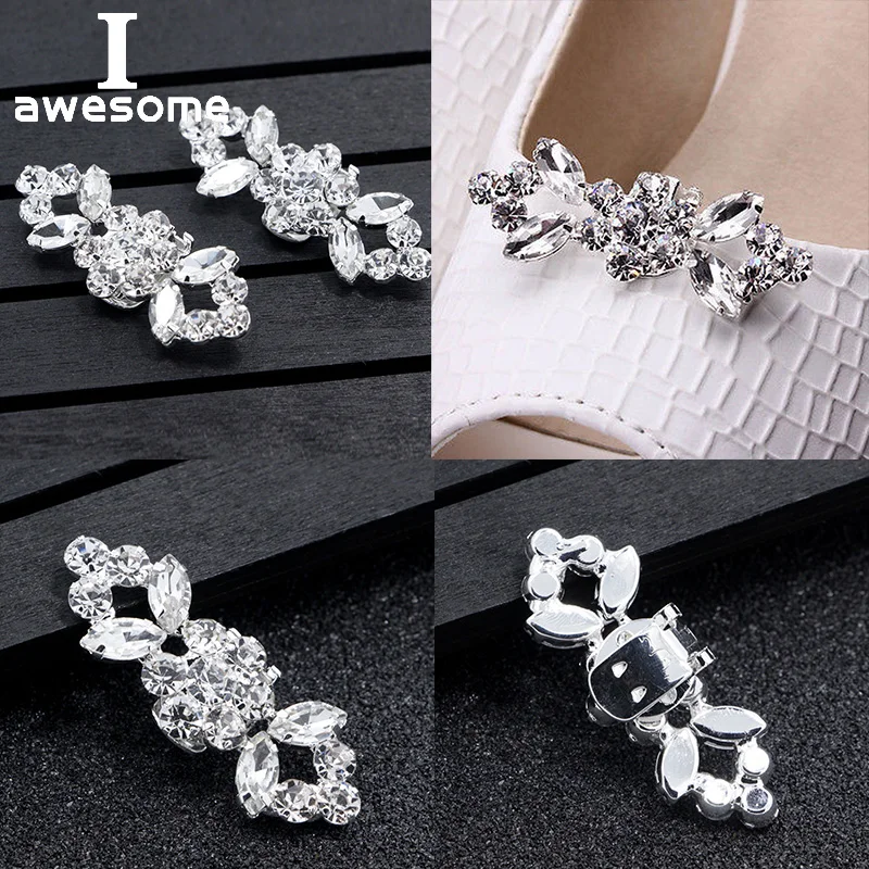 

1 Pair 2 PCS Crystal flower Decorative Shoe Clips Rhinestone Shining Crystal Fashion Wedding Party Shoes Decorations Accessories