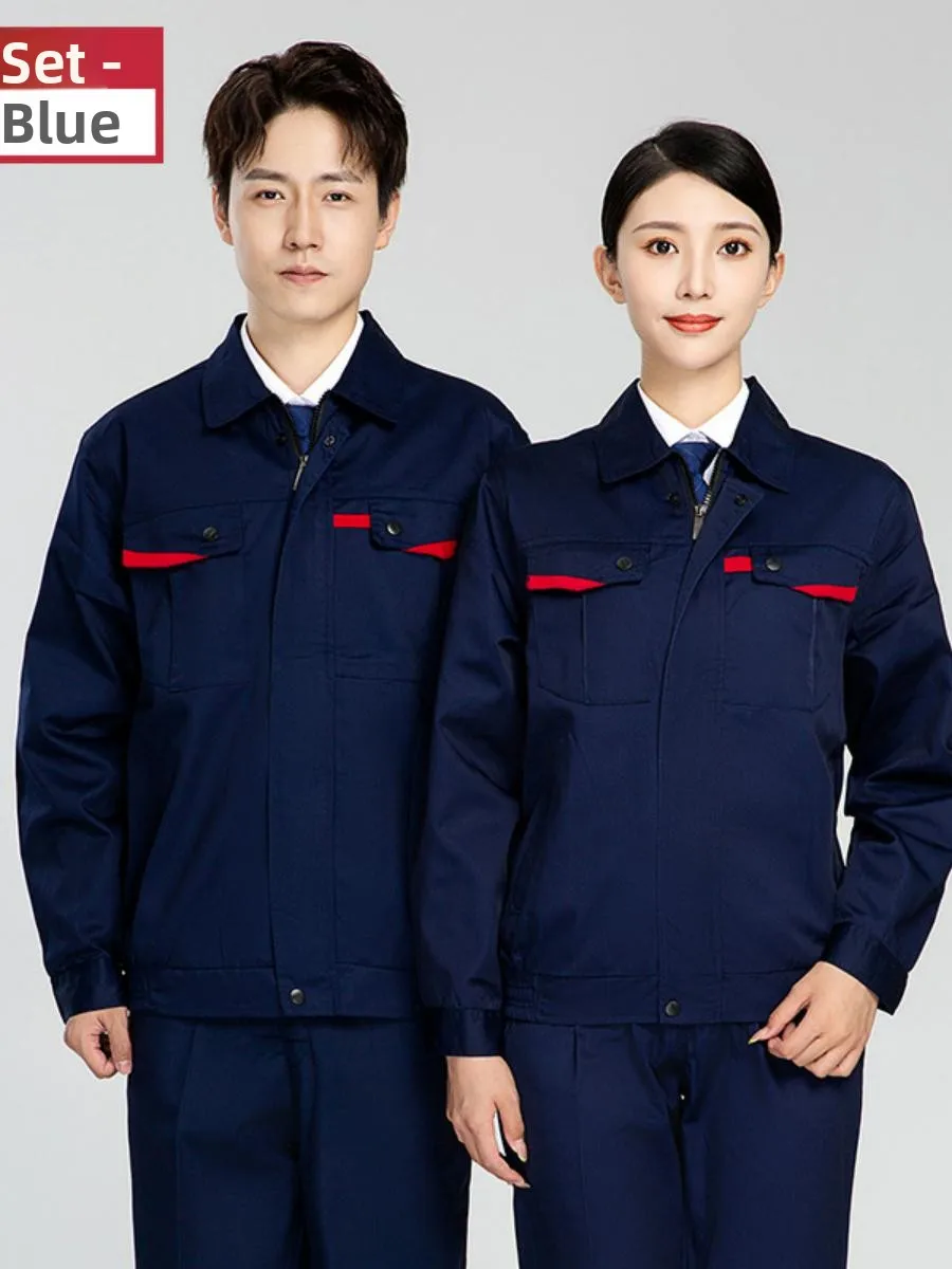 

Усовершенствованный комплект спецодежды: костюм с длинными рукавами для сварки и авторемонта, износостойкий, осенне-зимний, из смесовой хлопковой ткани