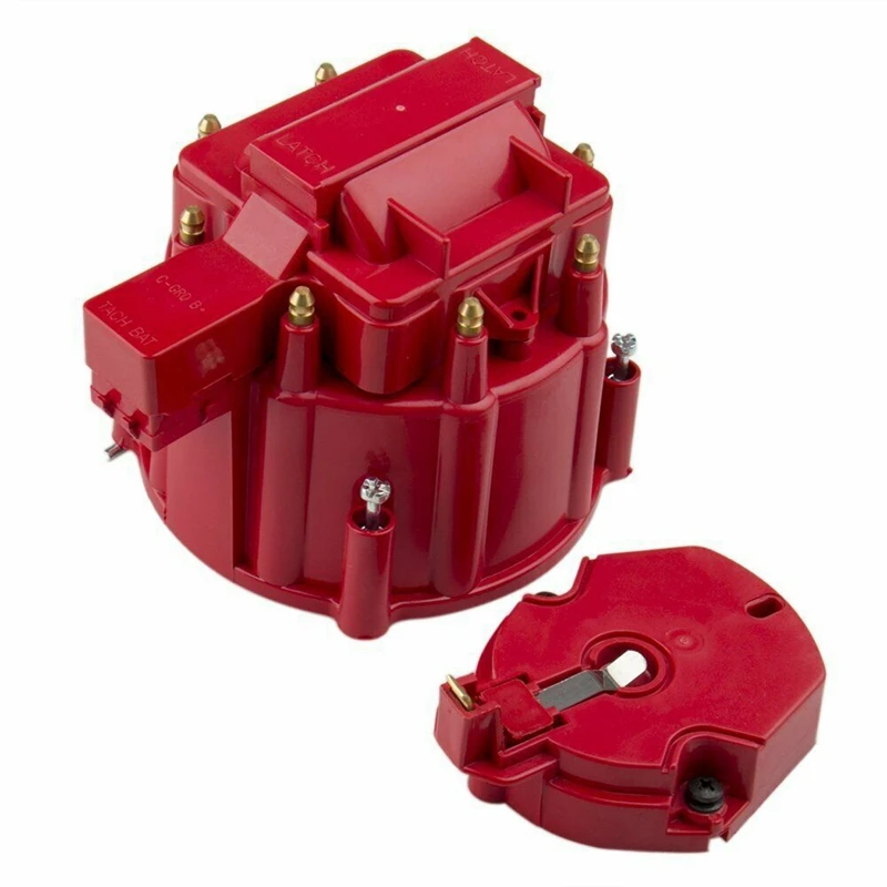 Male HEI Distributor Cap Coil and Rotor Replacement for SBC BBC 305 350 454 Red