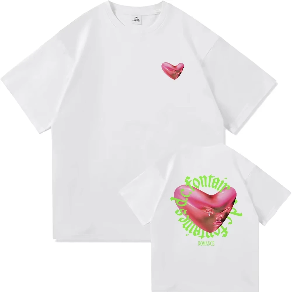 Fontaines DC T Shirt Unisex Oversized Cotton Tee Fontaines DC Front Back Print Rock Heart Graphic Short Sleeve T-shirt Y2K Tops
