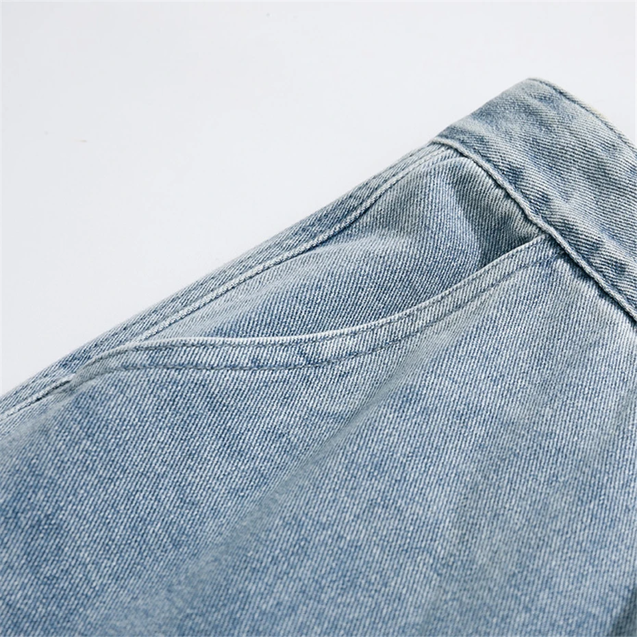 Harajuku Denim Shorts Men Fashion Casual Denim Shorts Summer Solid Color Short Pants Male Blue Shorts