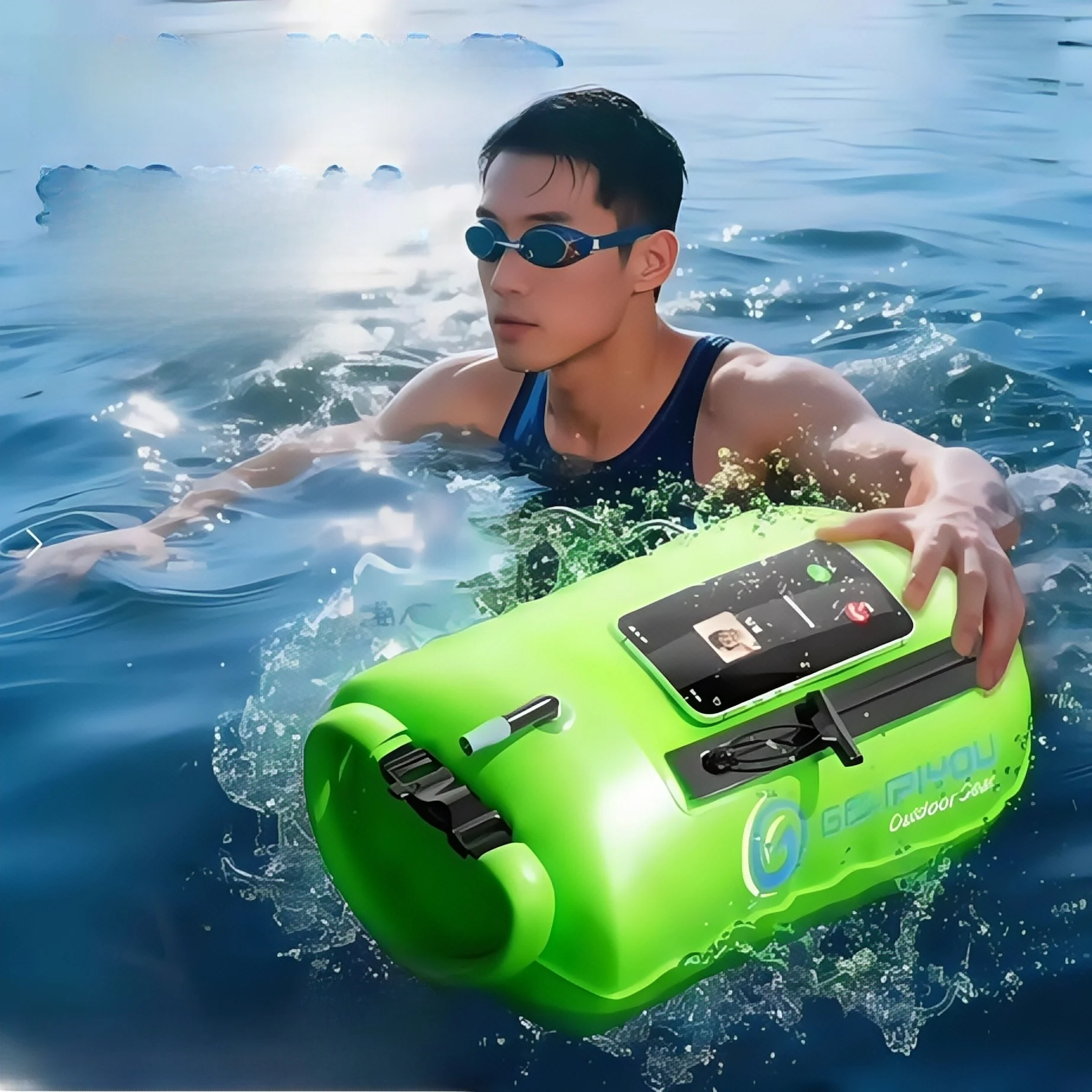 水泳安全装備-ダブルエアバッグフロートボール-大人用-モバイル収納フローテーションデバイス-アウトドアスポーツ水泳用品