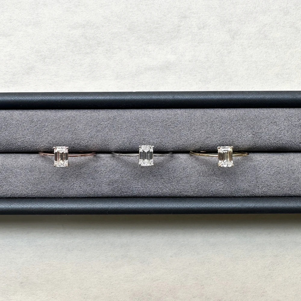 PuBang Fine Jewelry Classic 925 Sterling Silver 4*6MM GRA Moissanite Diamond Wedding Engagement Anniversary Rings for Women Gift