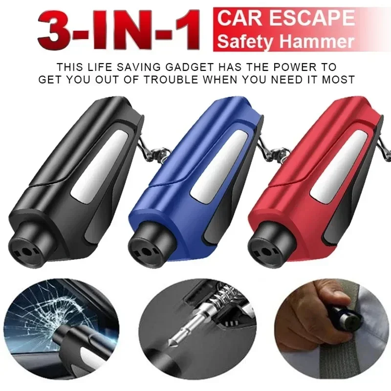 Car Windows Glass Breaker Emergency Safety Hammer Mutifunction Emergency Car Belt Cutter Keychain Self Rescue Tool