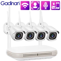 Gadinan 3MP Ao Ar Livre WiFi Kit Câmera 2,8 milímetros AI Rosto Detectar Áudio Segurança CCTV Humanoid Detecção NVR Sistema de Vigilância De Vídeo