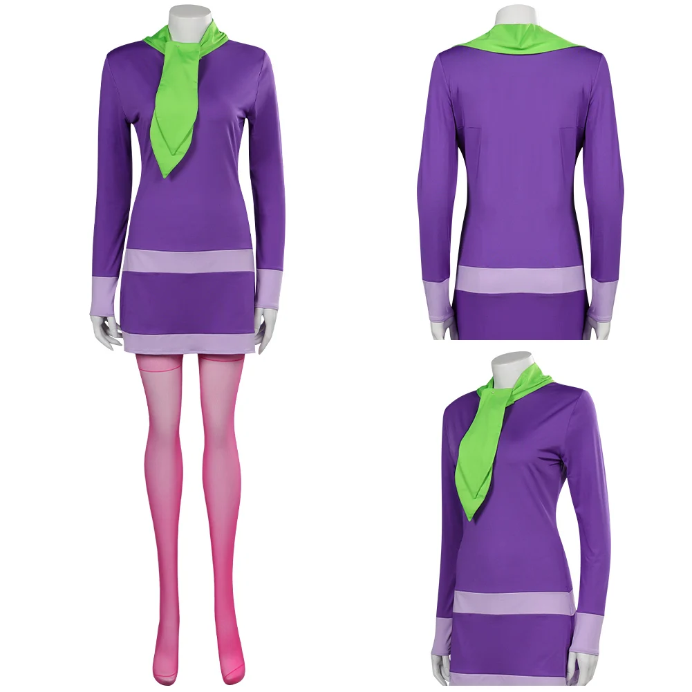 Daphne Blake Cosplay Kostuum Jurk Voor Volwassen Vrouwen Meisjes Halloween Carnaval Pak Rollenspel Kleding