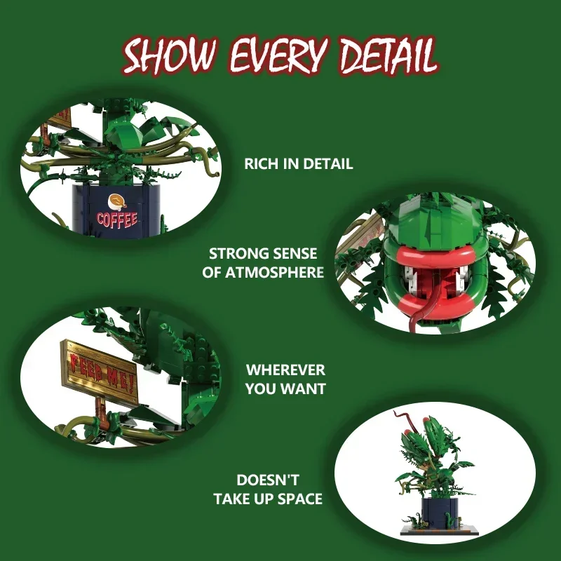 838 ELEMENTÓW Zestaw Klocków Piranha Plant, Kubek do Kawy, Model Kwiatów w Doniczce, DIY Ozdoby na Biurko, Prezent dla Dzieci na Święta, Zabawki