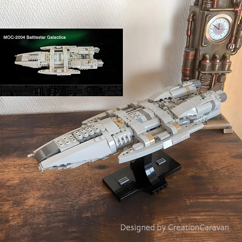 NEW 474PCS MOC 2004 Battlestar Galactica Midi-Scale Sapceship Model Star Cruiser Building Blocks Set DIY Bricks Kit Starship Toy