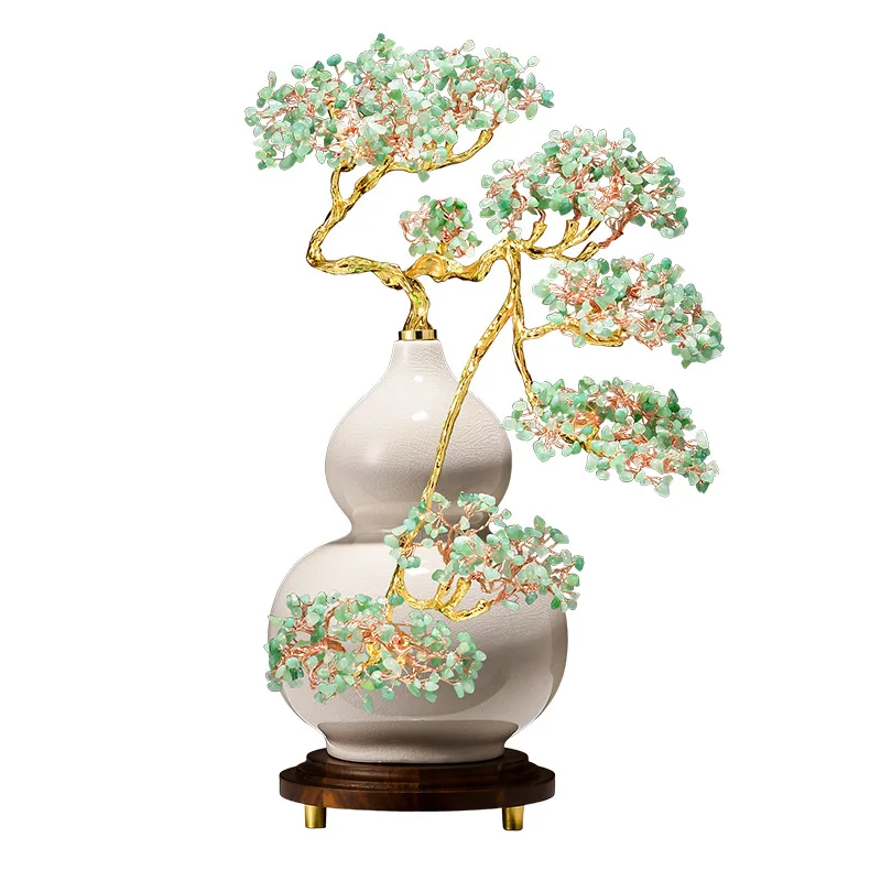 Crystal gourd ceramic ornaments, high-end lucky living room, porch cabinet, niche, housewarming, new home gifts