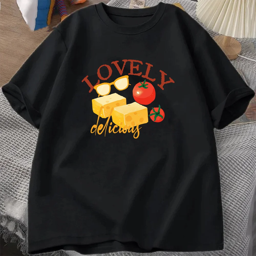 

Lovely Delicious Funny Creative Men T-Shirt O-Neck Fashion Casual Unisex Short Sleeve Pure Cotton Street Wear Tops Oversized Tee