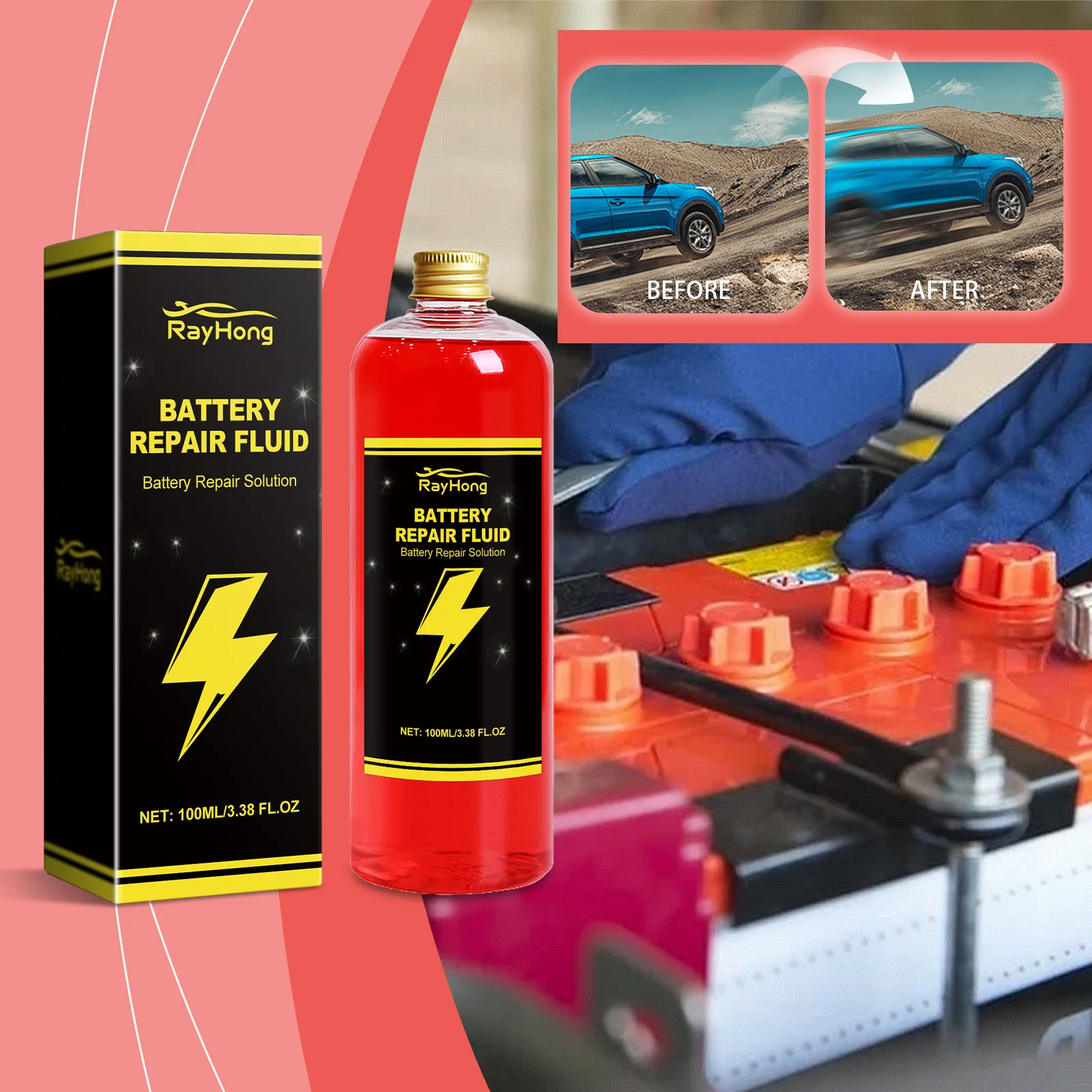 Electric Vehicle Battery Repair Fluid - Cleans, Boosts Performance, Maintains, Protects and Extends Battery Life
