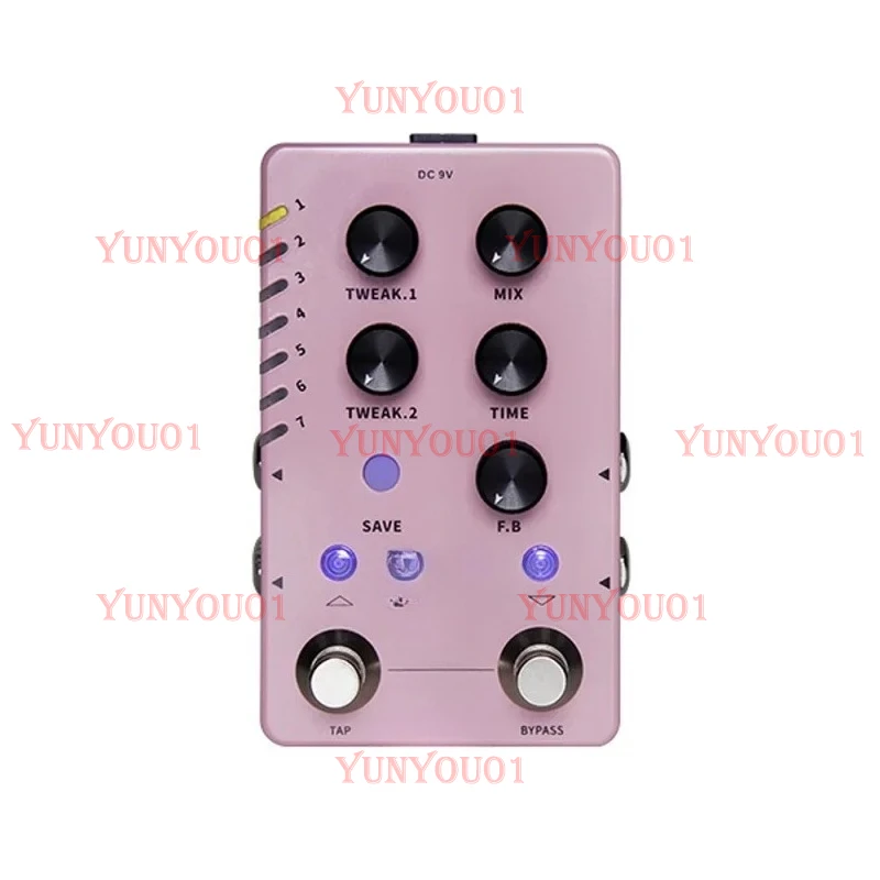 D7 X2 Stereo Delay Pedal Built-in Analog/Digital/Dynamic/Dual/Fuzz 14 Delay Effects Guitar Pedal Tap Tempo Function