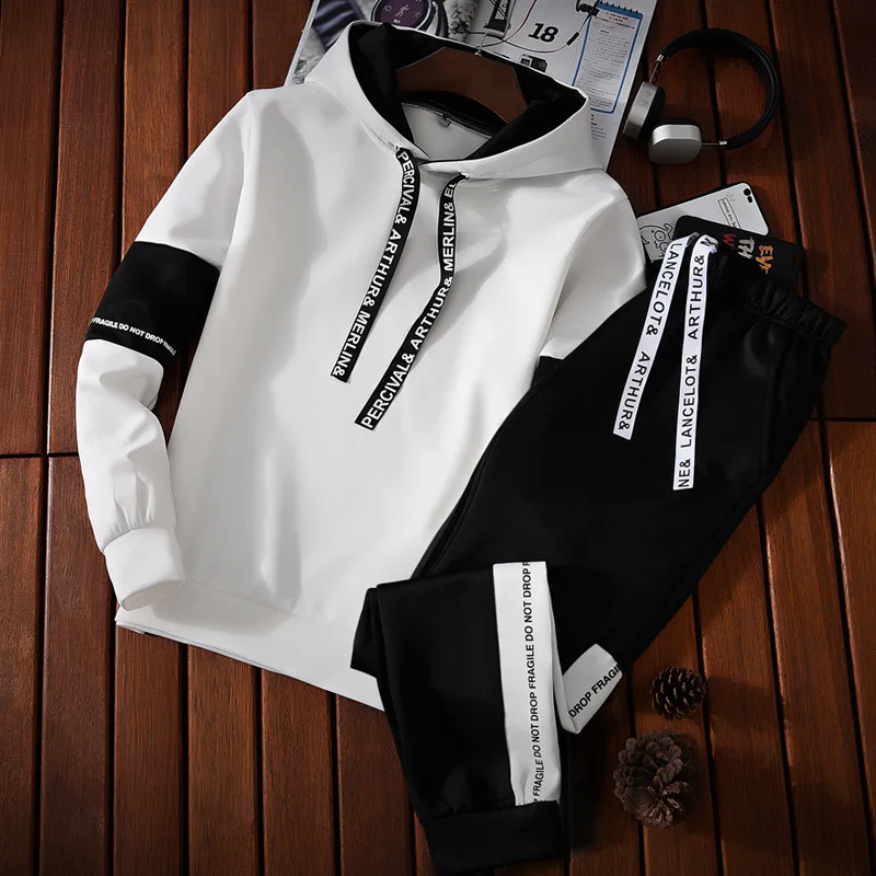 Herbst Hoodie Sets Männer Trainingsanzug Beiläufige Hoodies Sweatshirt + Jogginghose 2 Teilig Männlichen Pullover Hoody Mode Streetwear Kleidung