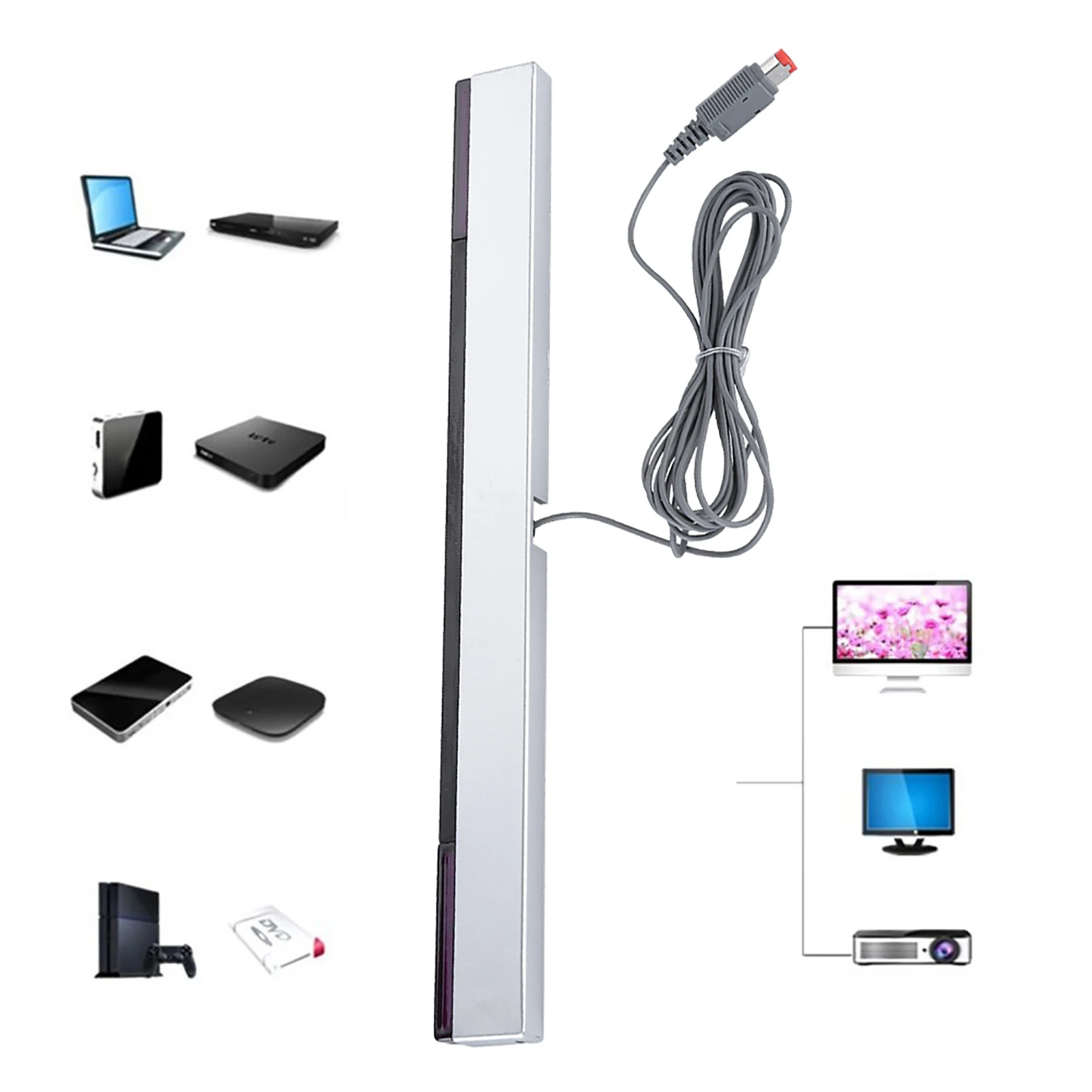 ZK40 Infrared IR Signal Ray Sensor Bar Wired Receiver & Stand for Nintendo WII Console