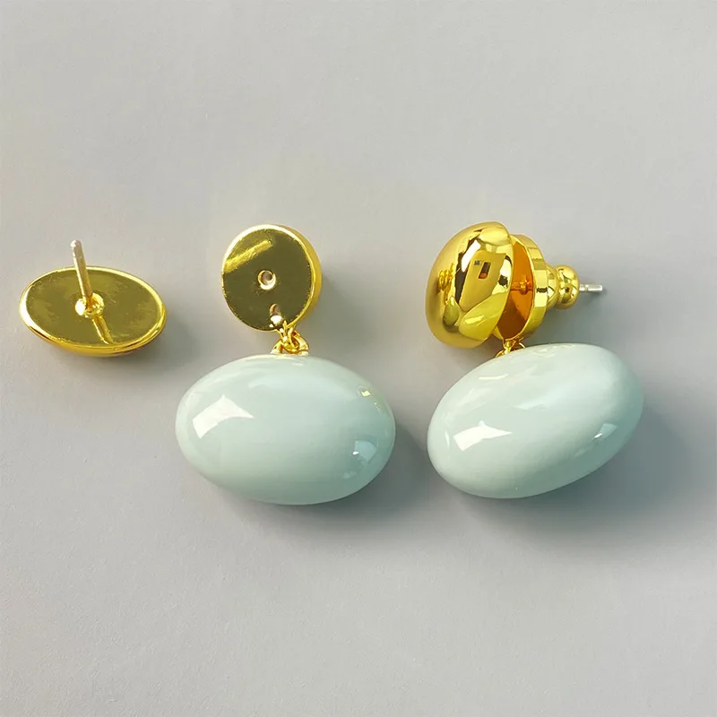 Enamel glazed circle, Korean women's fashion internet celebrity, same style earring