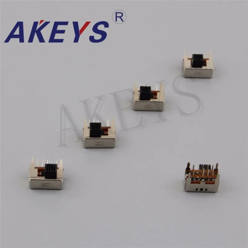 10PCS SK-23D04 2P3T Double pole three throw handle heights 9.0mm slide switch side insert 8 pin with 4 fixed pin