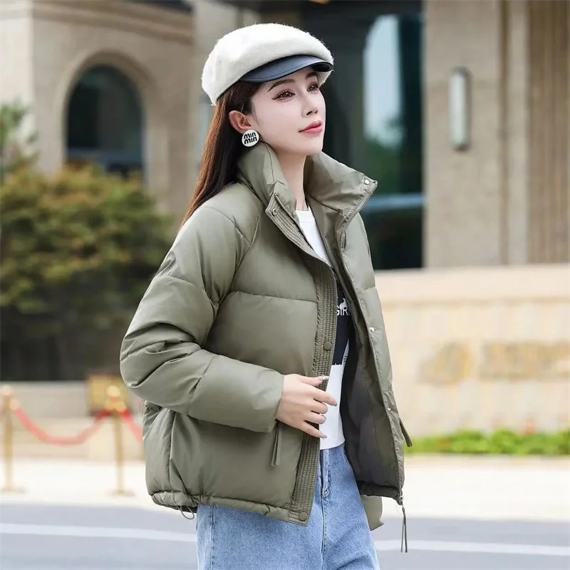 

No Wash, хлопковое пальто из искусственной кожи, новинка 2025 года, зимняя куртка, женские хлопковые пальто, короткие парковые корейские теплые пальто с защитой от холода