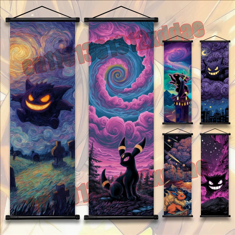 

Classic Anime Pok É Mon Gengar, Eevee HD Art Scroll Painting Suitable for Decorating Living Room Bedroom Walls, Children's Gifts