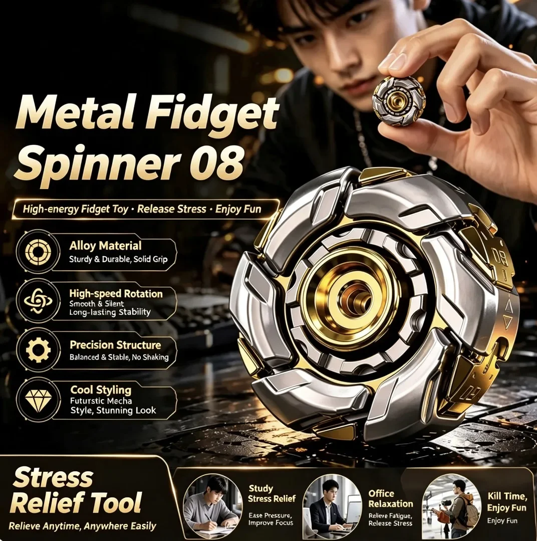EDC Fidget Sliders Fidget Toys Stress Relief For Adults Magnetic Metal Fidgety Mood Buster Open Armor Spinning TopFidget Toys