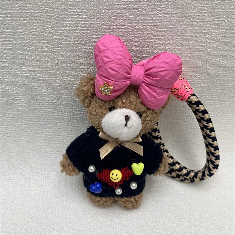 الأصلي اليدوية لطيف فتاة القلب الدب قلادة حقيبة قلادة حبل ملون أفخم قلادة دمية الدمى