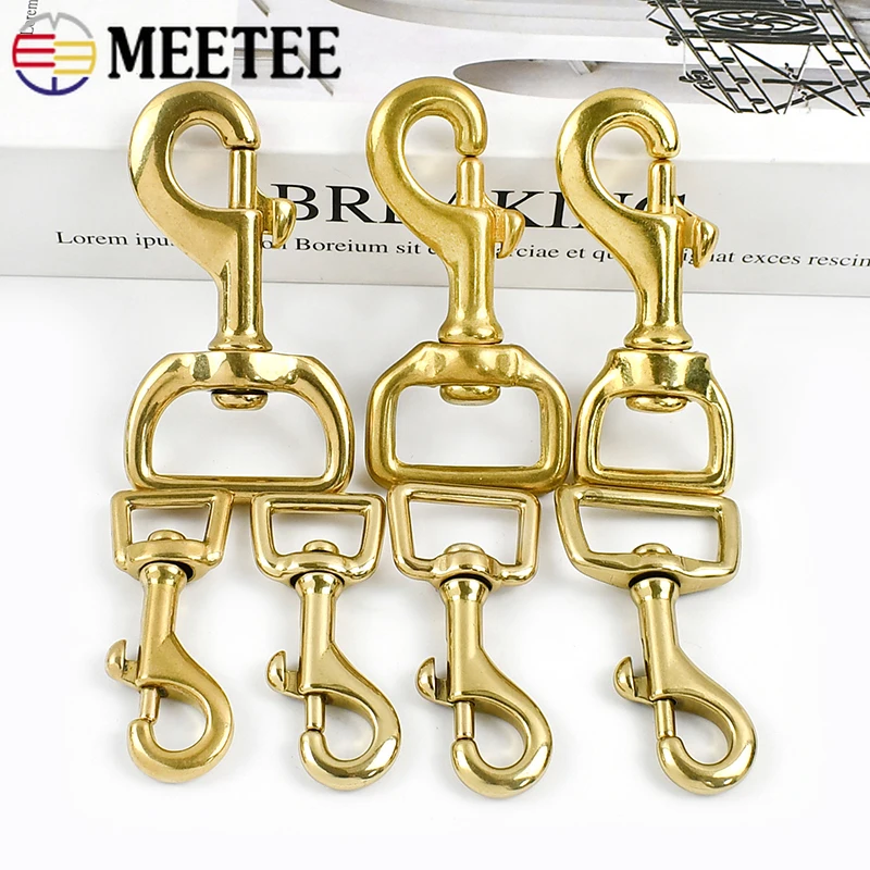 2Pcs Meetee 12-38mm Solid Brass Swivel Lobster Buckle Dog Collar Bag Strap Snap Hook Webbing Connector DIY Hardware Accessories